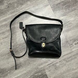 Vintage Coach Black Pebbled Leather Bucket Bag